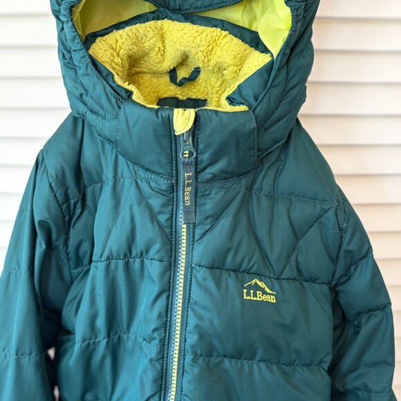 L.L. Bean boys' down jacket small 8 puffer quilted hooded green - Picture 3 of 11